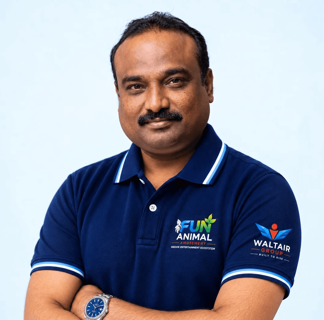 Sitanshu Satpathy wearing the navy Fun Animal and Waltair polo